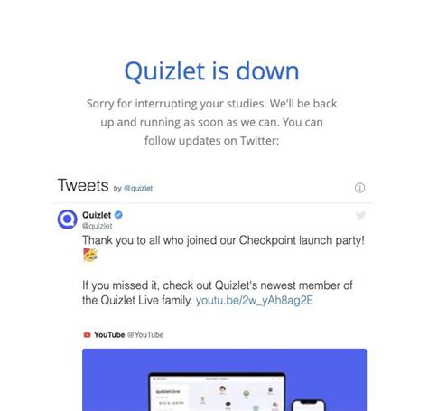 Is quizlet down - why is quizlet always down???? i need to make flashcards with my laptop but i cant bcz quizlet is always down ! anyone knows y ?? it takes the learning algo from quizlet and also the long term algo from anki, so best of both worlds!